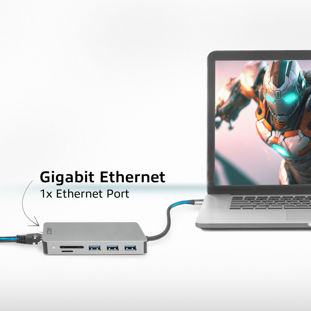 ACT USB-C 4K docking station voor 1 HDMI monitor, ethernet, USB-C, USB-A, cardreader en PD pass-through - Afbeelding 9