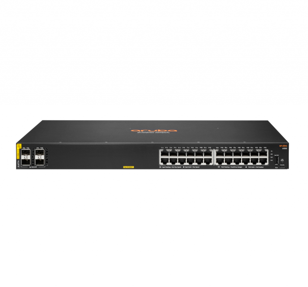 Hewlett Packard Enterprise Aruba 6100 24G Class4 PoE 4SFP+ 370W Managed L3 Gigabit Ethernet (10/100/1000) Power over Ethernet (P