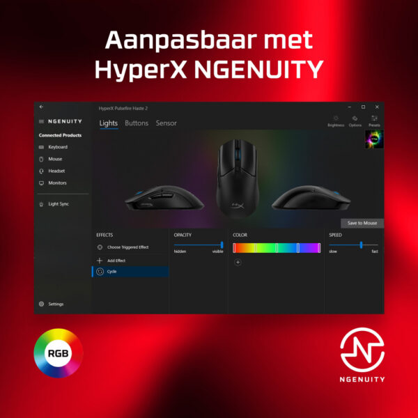 HyperX Pulsefire Haste 2 - gamingmuis (zwart) - Afbeelding 7