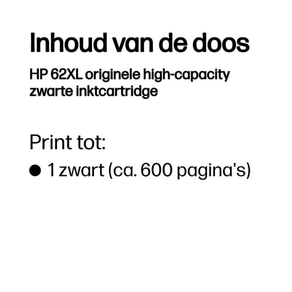 HP 62XL originele high-capacity zwarte inktcartridge - Afbeelding 2