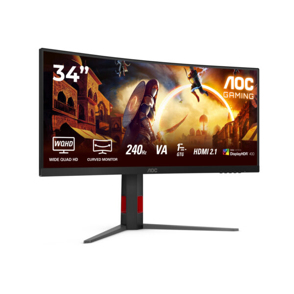 AOC G4 CU34G4Z computer monitor 86,4 cm (34") 3440 x 1440 Pixels Wide Quad HD LED Zwart, Rood - Afbeelding 16