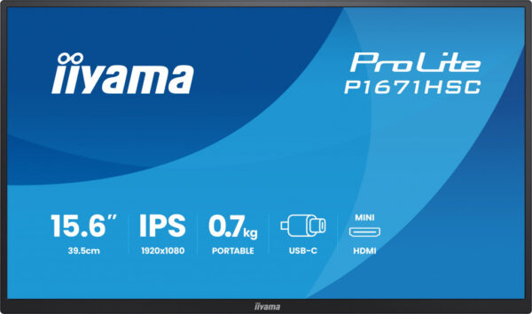 iiyama ProLite P1671HSC-B1 computer monitor 39,6 cm (15.6") 1920 x 1080 Pixels Full HD LED Zwart - Afbeelding 2