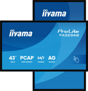 iiyama T4329AS-B1AG beeldkrant Interactief flatscreen 108 cm (42.5") LED Wifi 500 cd/m² 4K Ultra HD Zwart Touchscreen Type proce