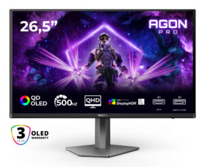 AOC AGON PRO AG276QKD2 computer monitor 67,3 cm (26.5") 2560 x 1440 Pixels Quad HD QD-OLED Zwart, Grijs
