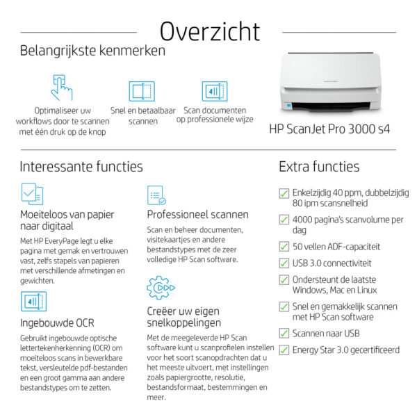 HP ScanJet Pro 3000 s4 Paginascanner 600 x 600 DPI A4 Zwart, Wit - Afbeelding 6