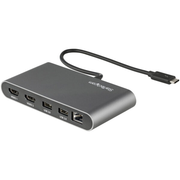 StarTech.com Thunderbolt 3 Mini Dock, Draagbare Dual Monitor Docking Station met HDMI 4K 60Hz, 2x USB-A Hub (USB 3.0/2.0), GbE,