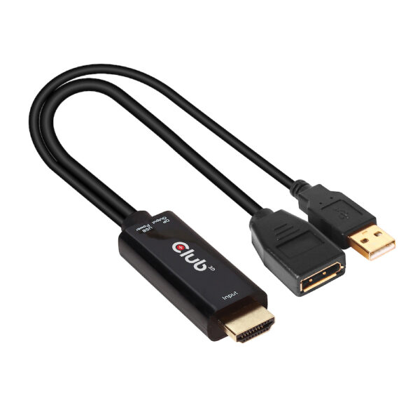 CLUB3D HDMI 2.0 TO DISPLAYPORT 1.2 4K60HZ HDR M/F ACTIVE ADAPTER Zwart - Afbeelding 3