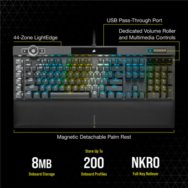 Corsair K100 RGB toetsenbord Gamen USB AZERTY Frans Zwart - Afbeelding 10