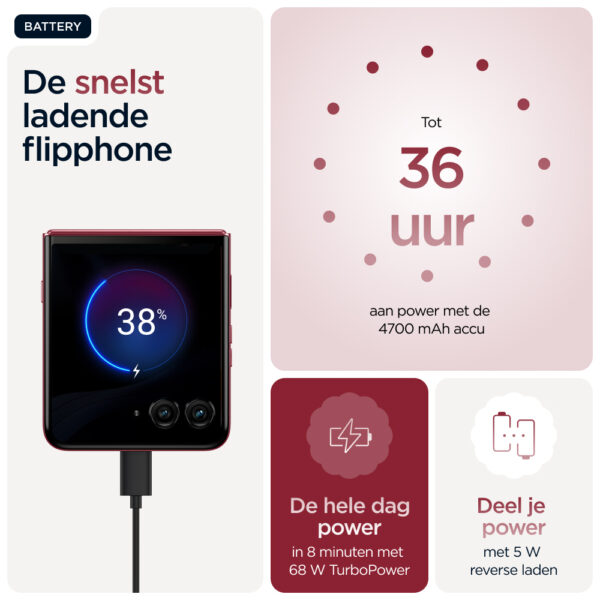 Motorola razr 60 ultra 17,7 cm (6.96") Dual SIM Android 15 5G USB Type-C 16 GB 512 GB 4700 mAh Bordeaux - Afbeelding 10
