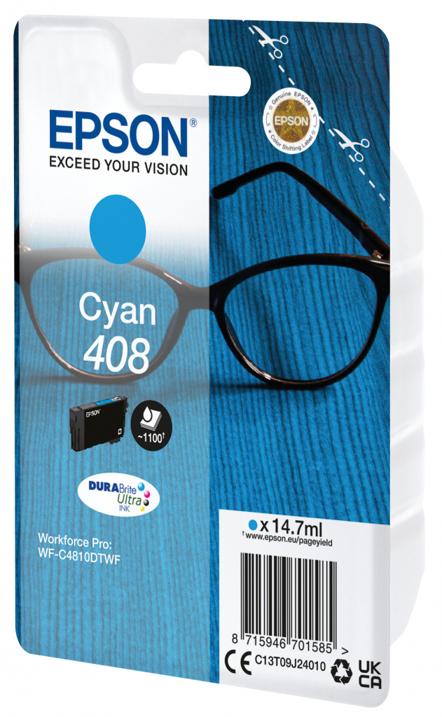 Epson Singlepack Cyan 408 DURABrite Ultra Ink - Afbeelding 2