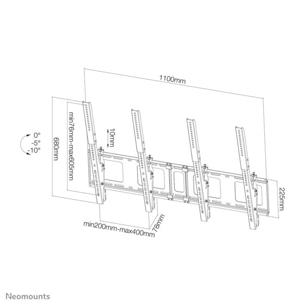 Neomounts NS-WMB200PBLACK Menuboard muurbeugel 40-52" - kantelbaar - portrait - Afbeelding 7
