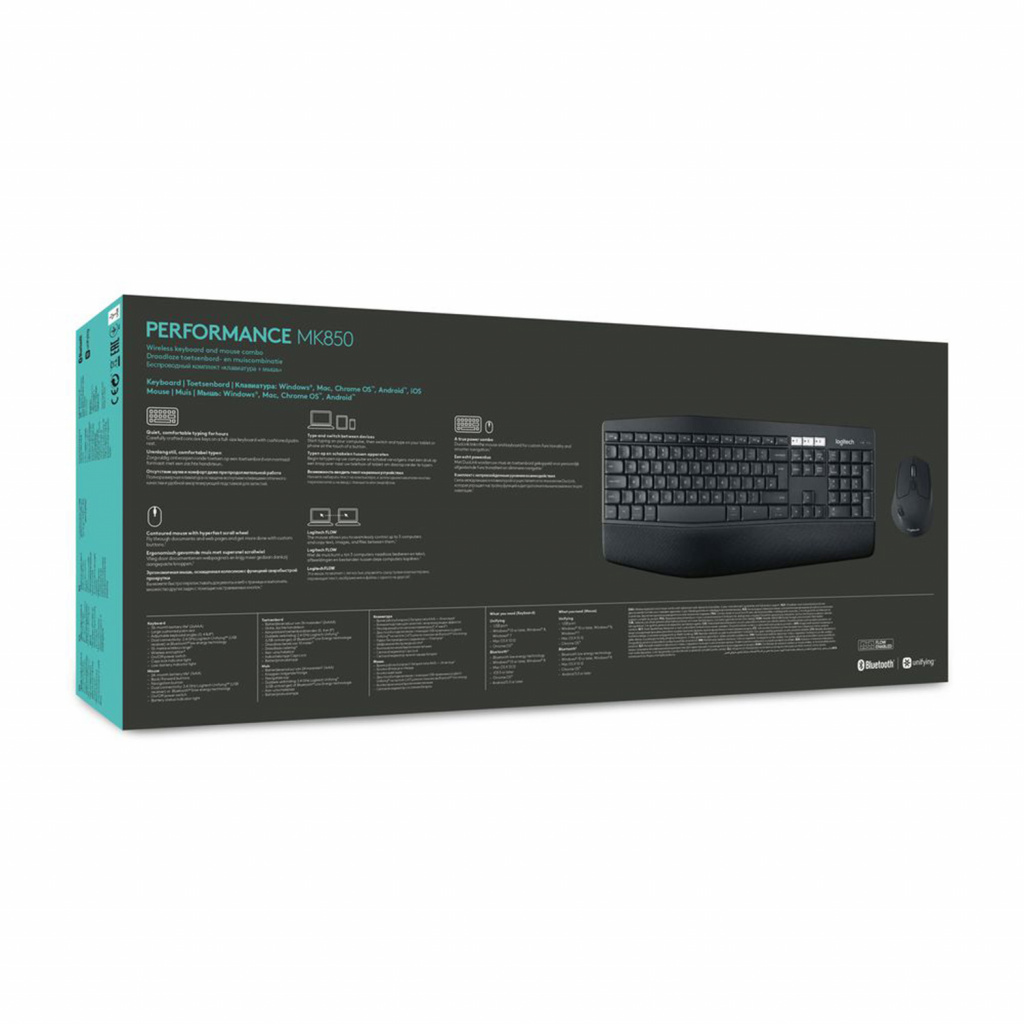 Logitech 920-008225 toetsenbord Inclusief muis Universeel RF-draadloos + Bluetooth AZERTY Belgisch Zwart - Afbeelding 22
