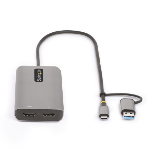 StarTech.com USB-C Multiport Adapter met Ingebouwde USB-C naar USB-A Dongle, Dual HDMI (4K30Hz/1080p60Hz), 3x USB-A 5Gbps, Mini - Afbeelding 9