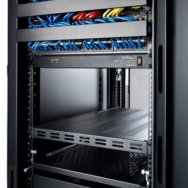 StarTech.com 1U 4-Post Verstelbare Geventileerde Plank voor Server Rack - 150 kg - 49,5 tot 97,4 cm Rack Shelf met Instelbare Mo - Afbeelding 7
