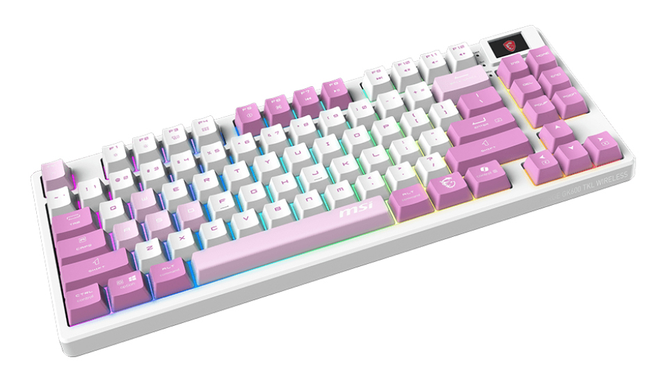MSI FORGE GK600 TKL WIRELESS VIOLET toetsenbord Gamen USB + Bluetooth QWERTY Brits Engels Roze, Violet, Wit - Afbeelding 2