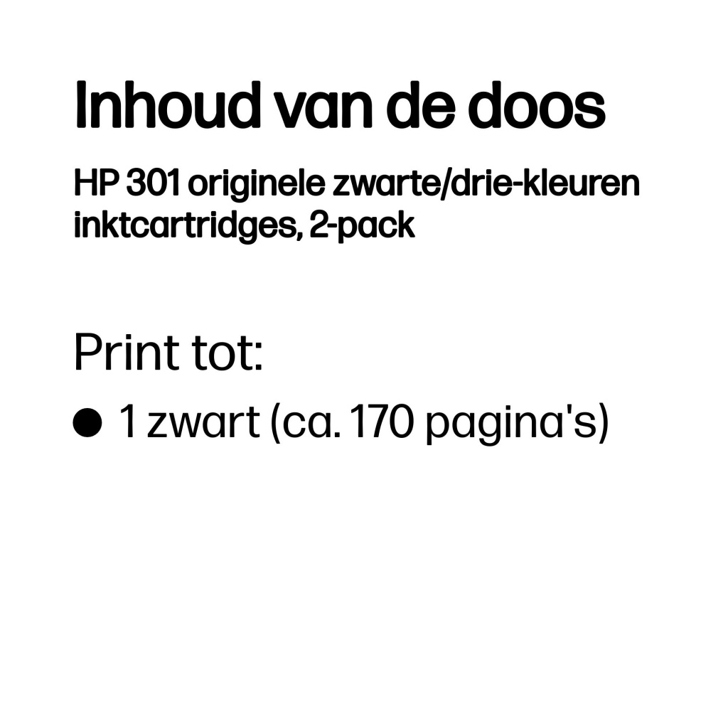 HP 301 originele zwarte/drie-kleuren inktcartridges, 2-pack - Afbeelding 3