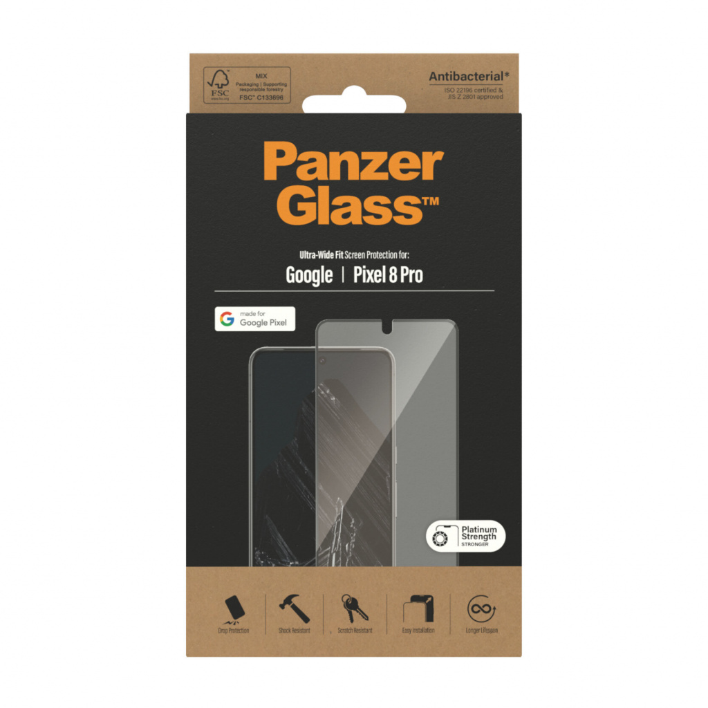 PanzerGlass ® Screen Protector Google Pixel 8 Pro | Ultra-Wide Fit Doorzichtige schermbeschermer 1 stuk(s) - Afbeelding 3