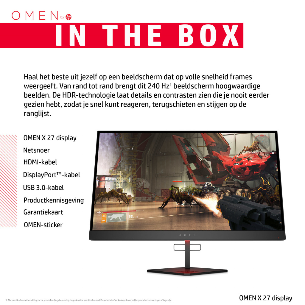 HP OMEN X 27 computer monitor 68,6 cm (27") 2560 x 1440 Pixels Quad HD LED Zwart - Afbeelding 5