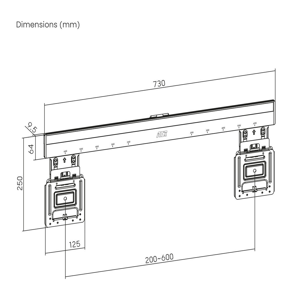 ACT TV wandsteun, 37" tot 80", ultradun, VESA - Afbeelding 3
