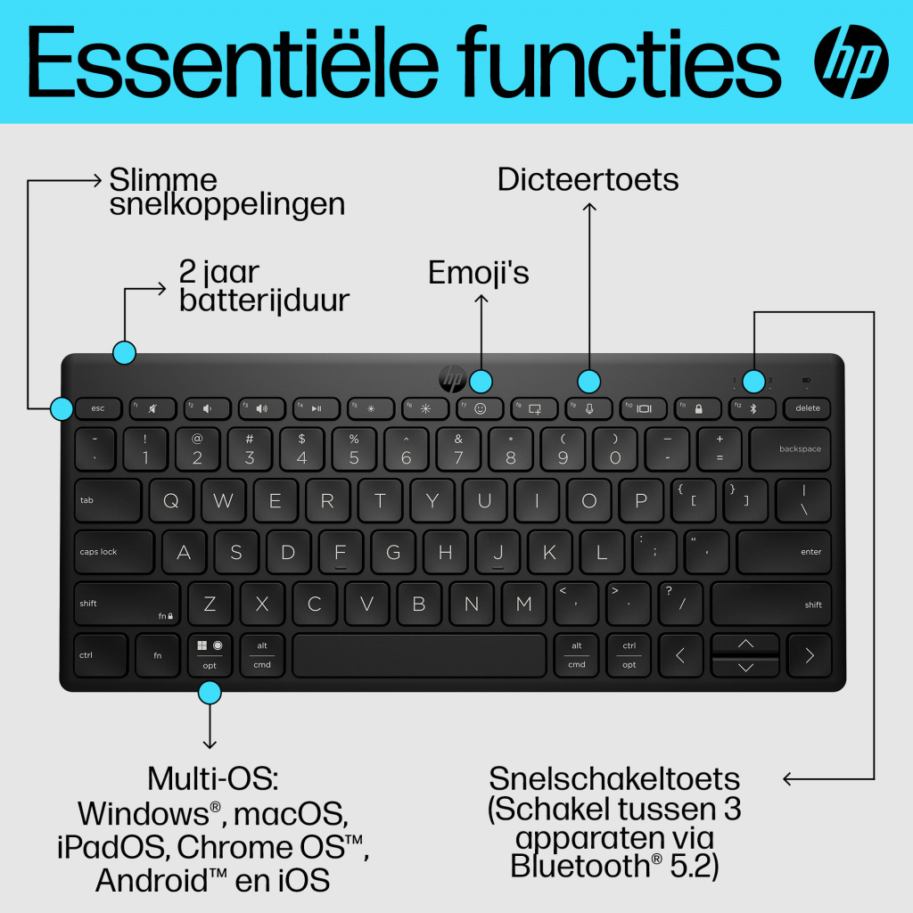 HP 350 Compact Multi-Device Bluetooth Keyboard - Afbeelding 17