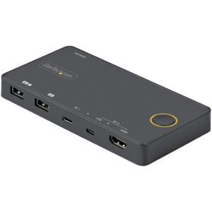 StarTech.com 2 Port Hybride USB-A + HDMI & USB-C KVM Switch - Enkele 4K 60Hz HDMI 2.0 Monitor - Compacte Desktop en/of Laptop HD