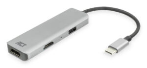 ACT USB-C 4K multiport adapter voor 2 HDMI schermen, USB-A datapoort