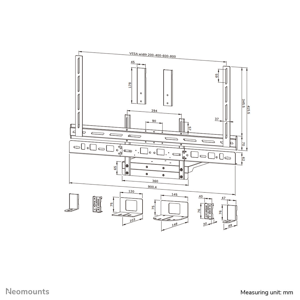 Neomounts AV60-500BL Videobar en laptophouder kit 43-110" - VESA - max 8 kg - universeel - Afbeelding 19