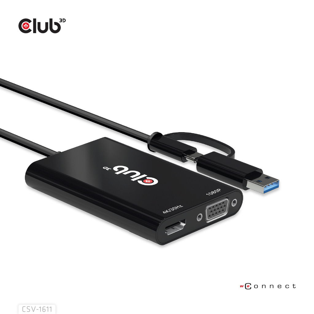 CLUB3D USB Gen1 Type-C/-A to Dual HDMI (4K/30Hz) / VGA (1080/60Hz) - Afbeelding 5