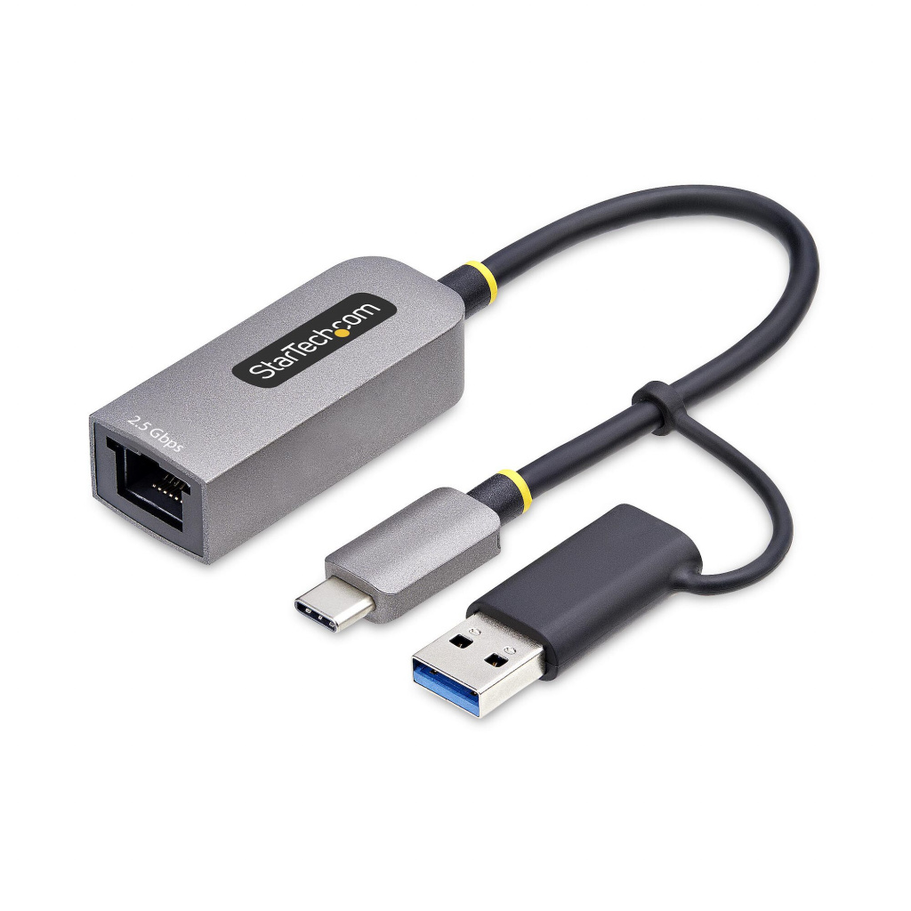 StarTech.com 2.5GbE USB-C naar Ethernet Adapter met USB-A Converter, NBASE-T NIC, USB 3.0 Type-C 2.5/1G Multi Speed Netwerk, Thu