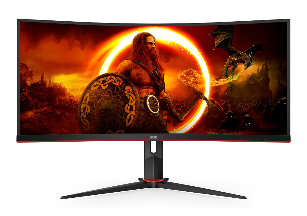 AOC G2 CU34G2XP computer monitor 86,4 cm (34") 3440 x 1440 Pixels UltraWide Quad HD LED Zwart, Rood