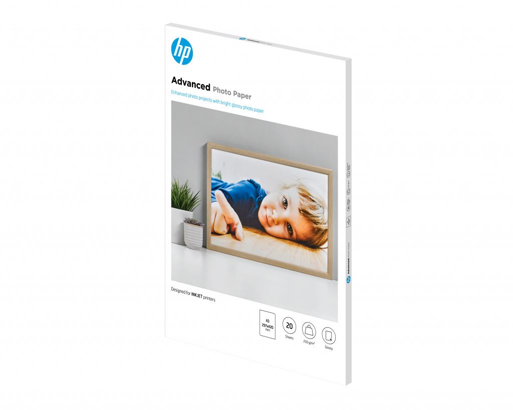 HP Advanced fotopapier, glanzend, 250 g/m2, A3 (297 x 420 mm), 20 vellen - Afbeelding 2