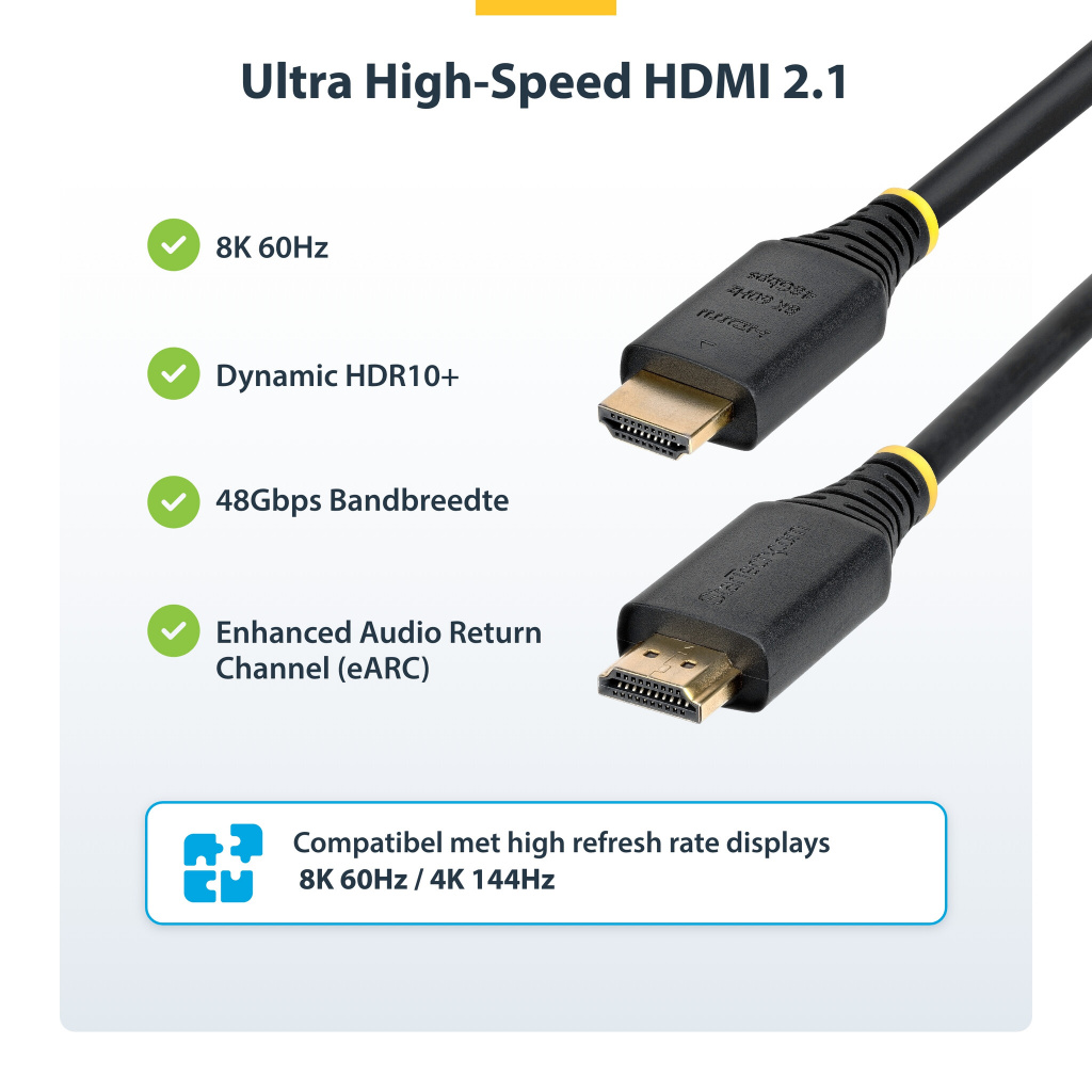 StarTech.com 50cm Gecertificeerde Ultra High Speed HDMI Kabel, 8K 60Hz/4K 120Hz, HDMI 2.1 Kabel met HDR10+ / eARC, 48Gbps, 8K HD - Afbeelding 8