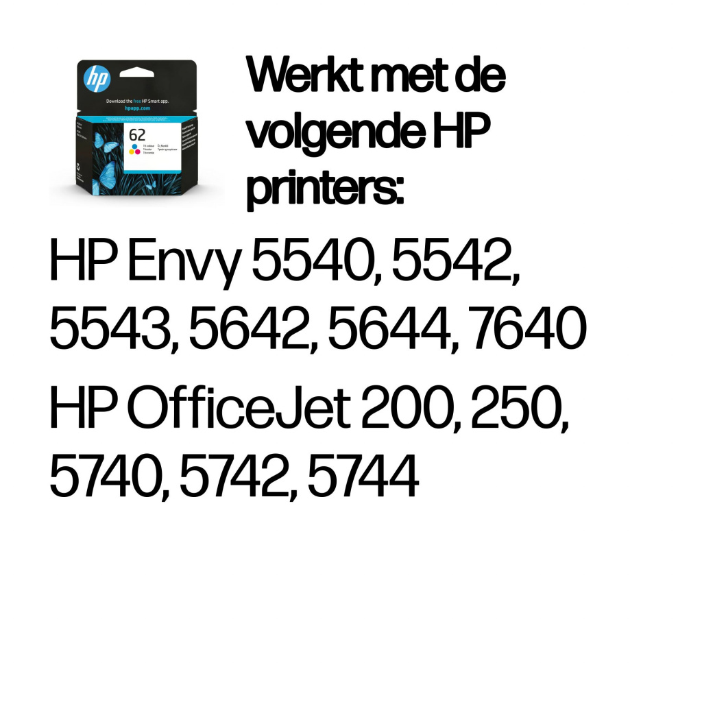 HP 62 originele drie-kleuren inktcartridge - Afbeelding 2