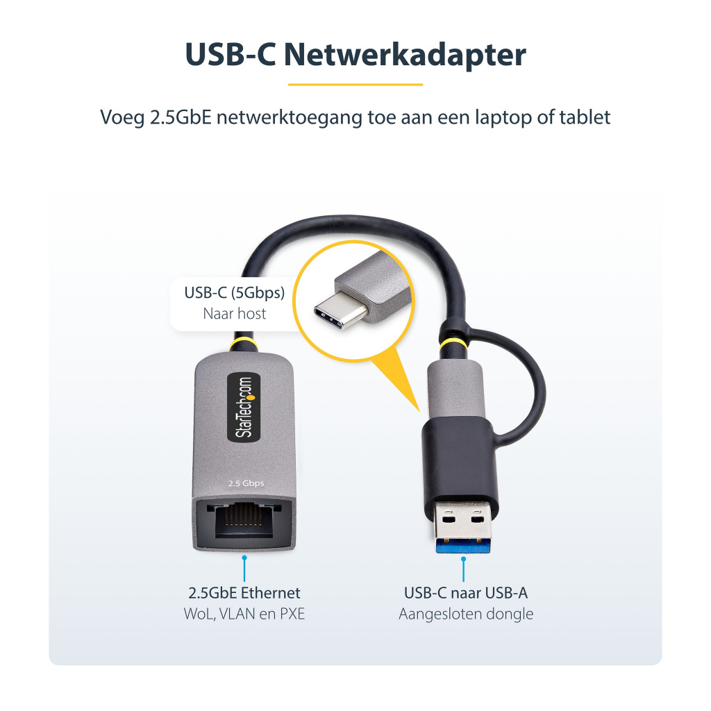 StarTech.com 2.5GbE USB-C naar Ethernet Adapter met USB-A Converter, NBASE-T NIC, USB 3.0 Type-C 2.5/1G Multi Speed Netwerk, Thu - Afbeelding 10
