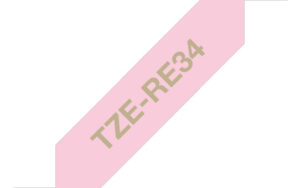 Brother TZE-RE34 labelprinter-tape Goud op roze