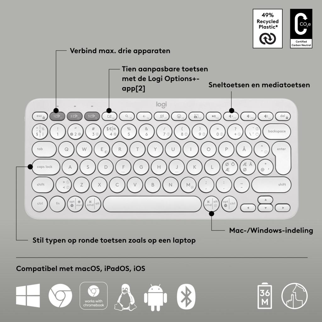 Logitech Pebble Keys 2 K380s - Afbeelding 6