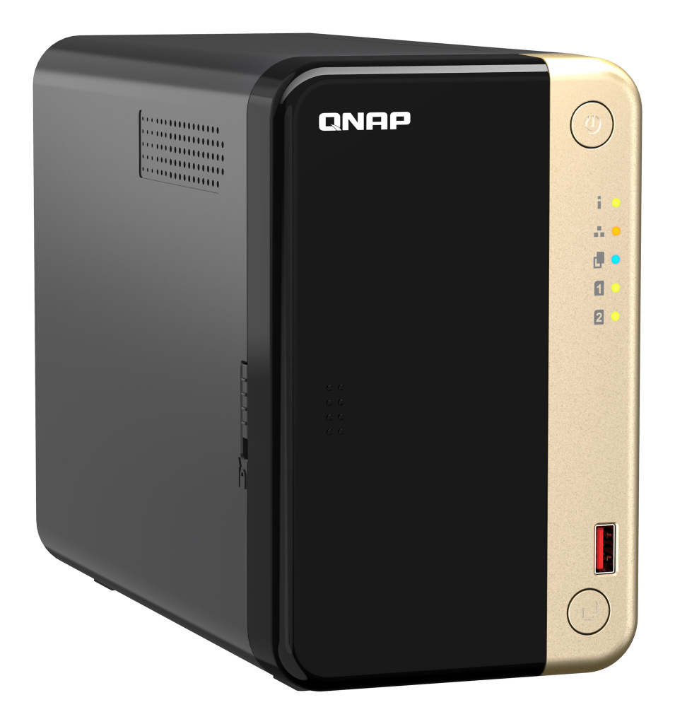 QNAP TS-264 NAS Tower Intel® Celeron® N5095 8 GB 0 TB QNAP QTS Zwart, Goud - Afbeelding 3