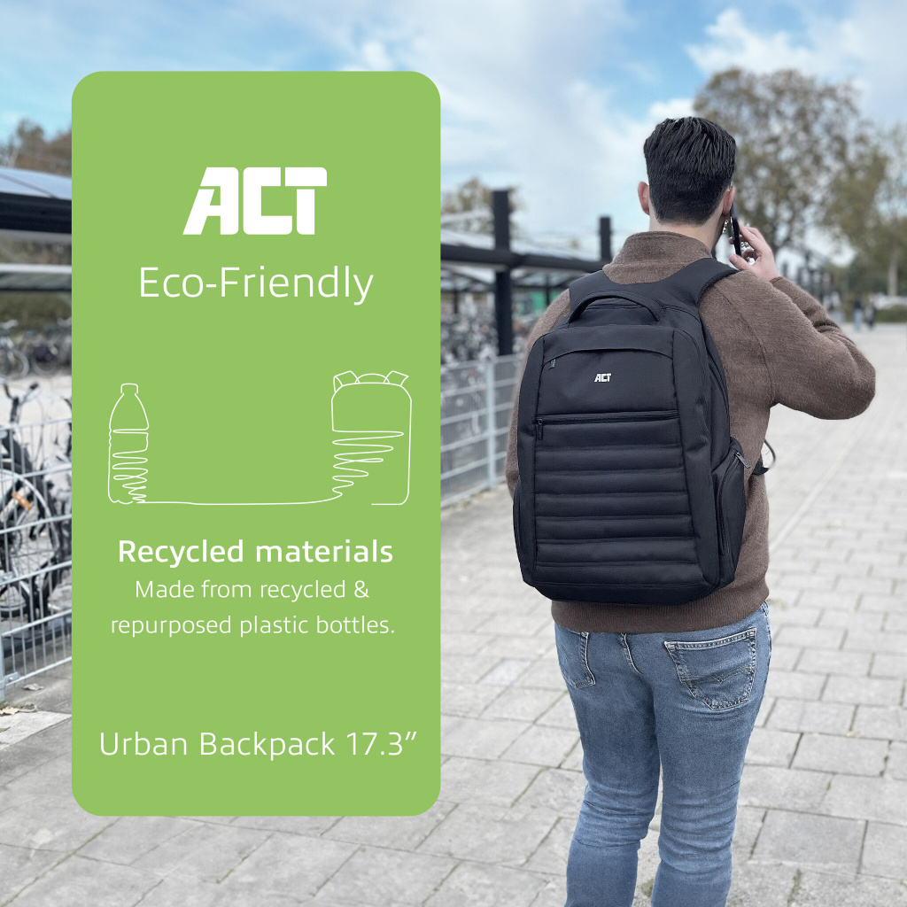 ACT Urban laptop rugzak 17,3", gemaakt van gerecyclede plastic flessen - Afbeelding 4