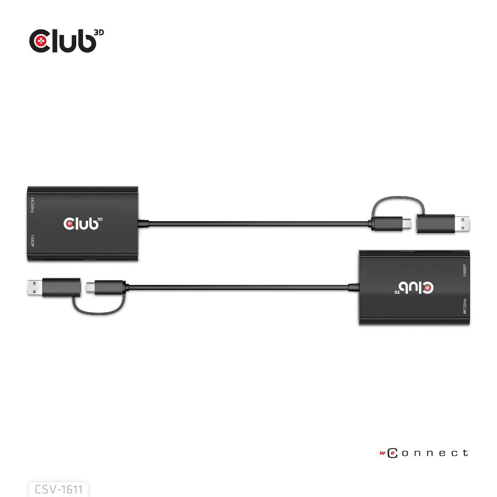CLUB3D USB Gen1 Type-C/-A to Dual HDMI (4K/30Hz) / VGA (1080/60Hz) - Afbeelding 4