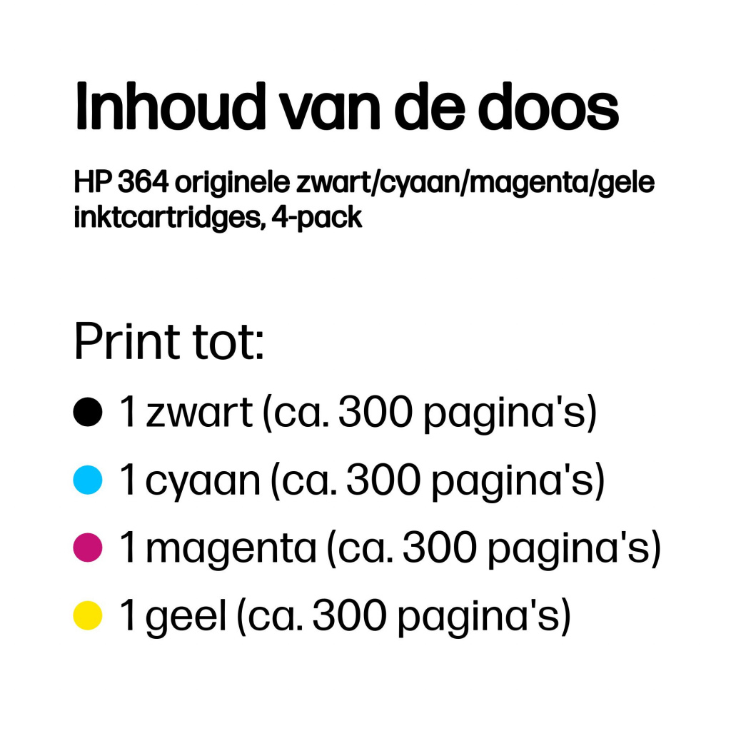 HP 364 originele zwart/cyaan/magenta/gele inktcartridges, 4-pack - Afbeelding 3