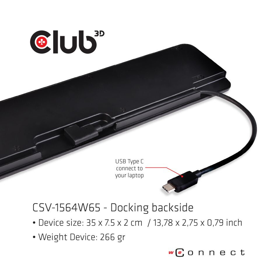 CLUB3D UNIVERSEEL USB Gen1 Type-C Triple Display Dockstation met 65 Watt voor het opladen van een lichte laptop * 1x VGA, 1x HDM - Afbeelding 5