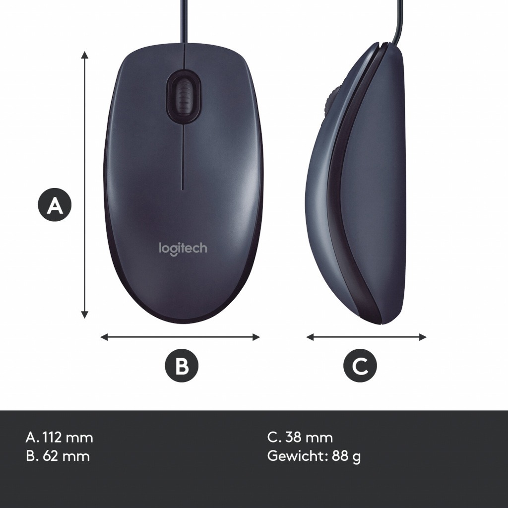Logitech B100 muis Kantoor Ambidextrous USB Type-A Optisch 800 DPI - Afbeelding 16