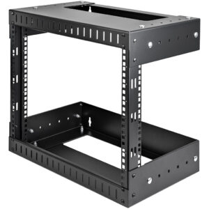 StarTech.com 2 Post 8U Heavy-Duty Wandmonteerbare Server Rack, 19" Open Frame Netwerk Rack met Verstelbare Diepte, Data Rack voo
