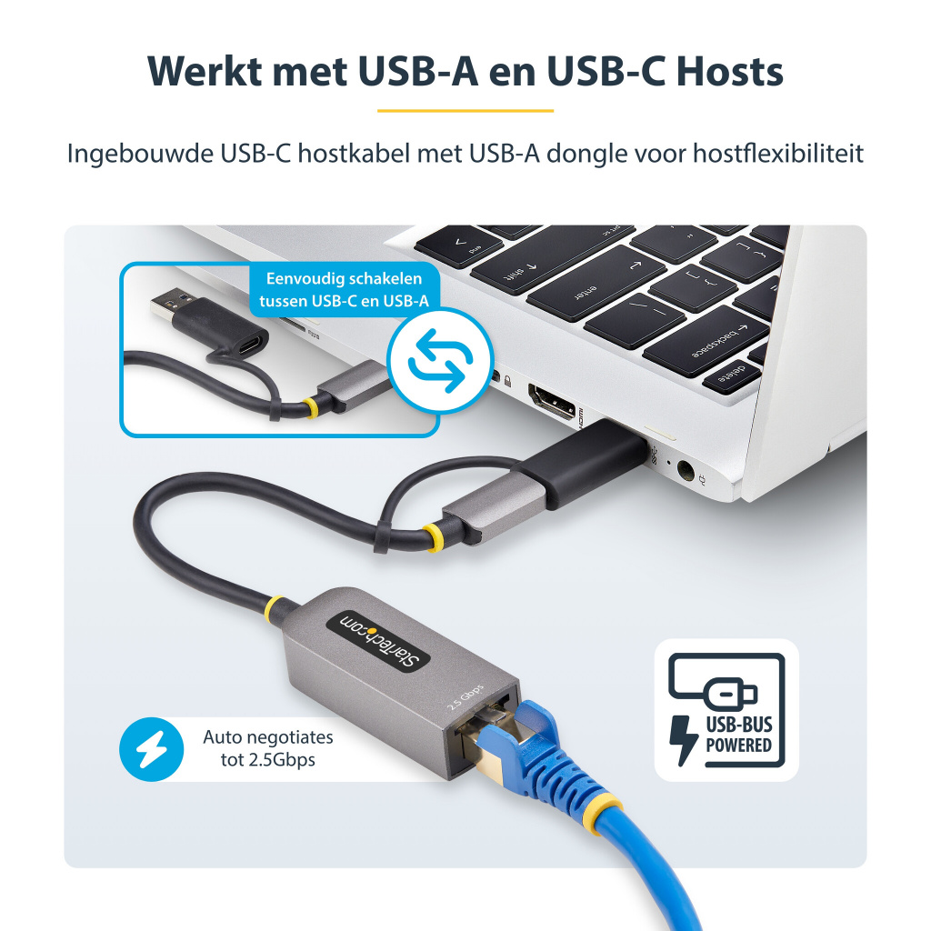 StarTech.com 2.5GbE USB-C naar Ethernet Adapter met USB-A Converter, NBASE-T NIC, USB 3.0 Type-C 2.5/1G Multi Speed Netwerk, Thu - Afbeelding 11
