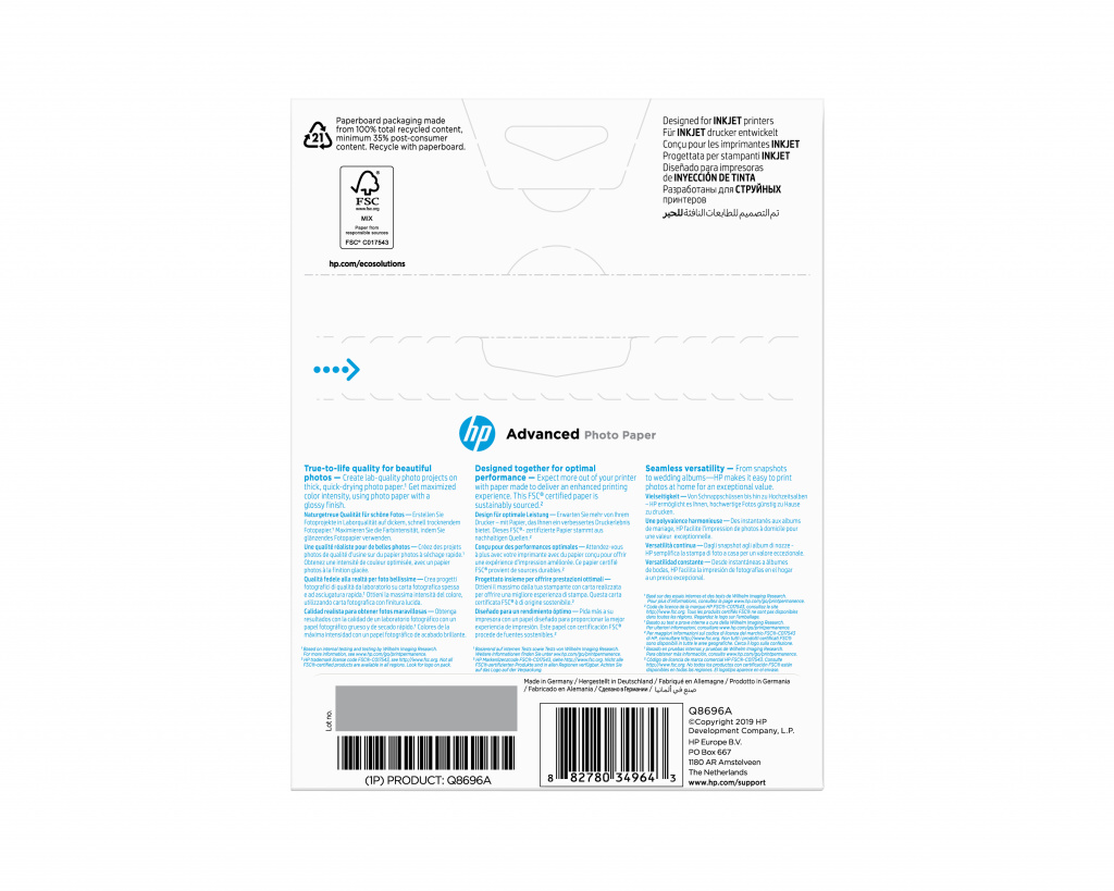 HP Advanced fotopapier, glanzend, 250 g/m2, 13 x 18 cm (127 x 178 mm), 25 vellen - Afbeelding 3
