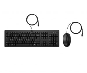 HP 225 Wired Mouse and KB G2 Belgium - English localization AZERTY BE - Maus - AZERTY toetsenbord Inclusief muis Kantoor USB Zwa