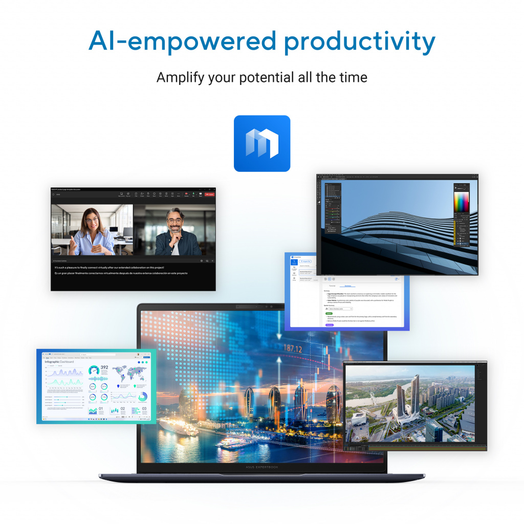 ASUS ExpertBook B5 B5605CCA-MB0015X Intel Core Ultra 7 255H Laptop 40,6 cm (16") WUXGA 16 GB DDR5-SDRAM 512 GB SSD Wi-Fi 7 (802. - Afbeelding 9