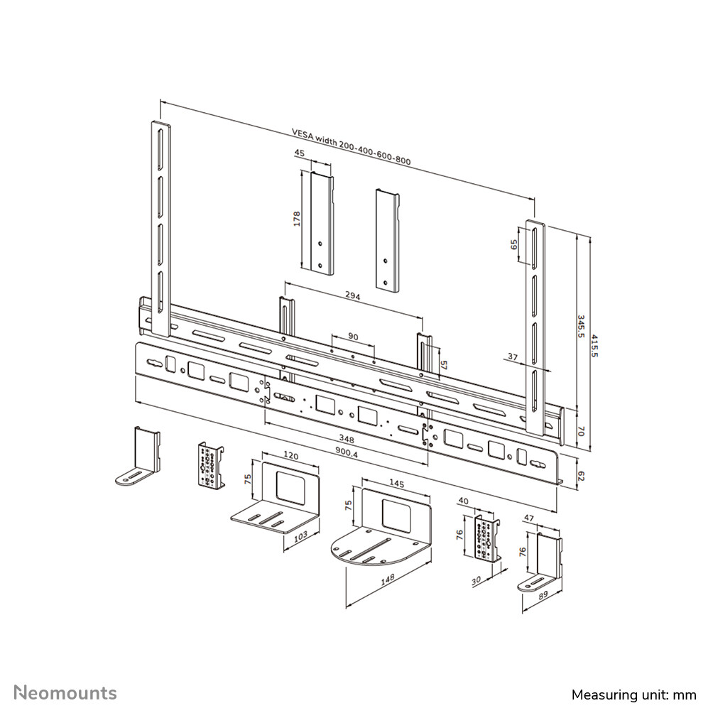 Neomounts AV30-500BL Videobar kit 43-110" - VESA - max 10 kg - universeel - Afbeelding 20