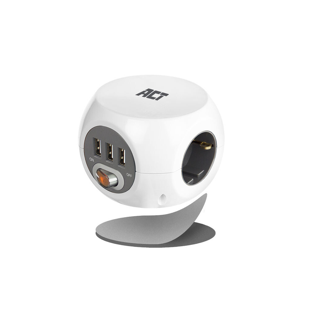 ACT Vierkante stekkerdoos (PDU) met 3 sockets type F, 3 USB-A poorten, 1,5m - Afbeelding 3