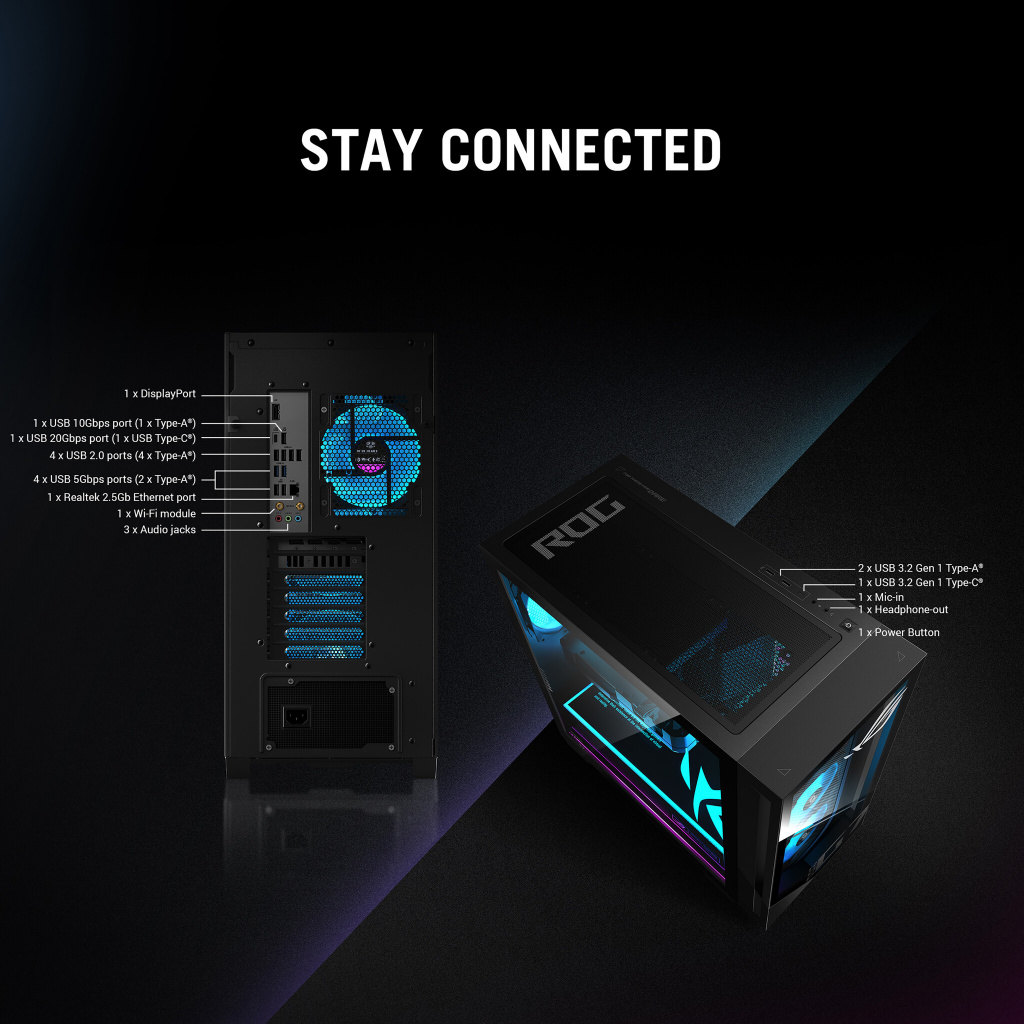 ASUS ROG G700 GM700TZ-R8400F042W AMD Ryzen™ 5 8400F 32 GB DDR5-SDRAM 1 TB SSD AMD Radeon RX 9060 XT Windows 11 Home Tower PC Zwa - Afbeelding 14